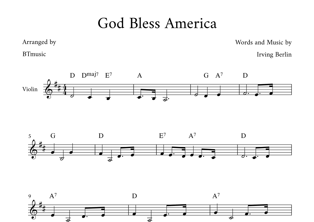God Bless America ® (arr. BTmusic)