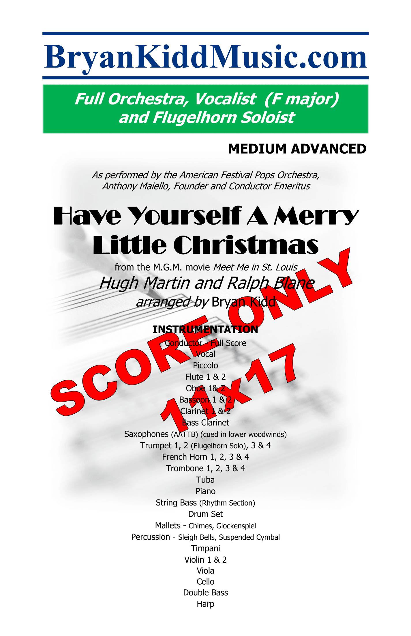 Have Yourself A Merry Little Christmas - Score Only (arr. Bryan Kidd)