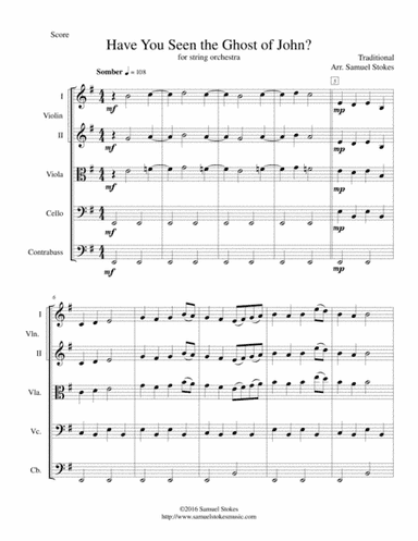 Have You Seen the Ghost of John? (aka "Ghost of Tom") - for string orchestra (arr. Samuel Stokes)