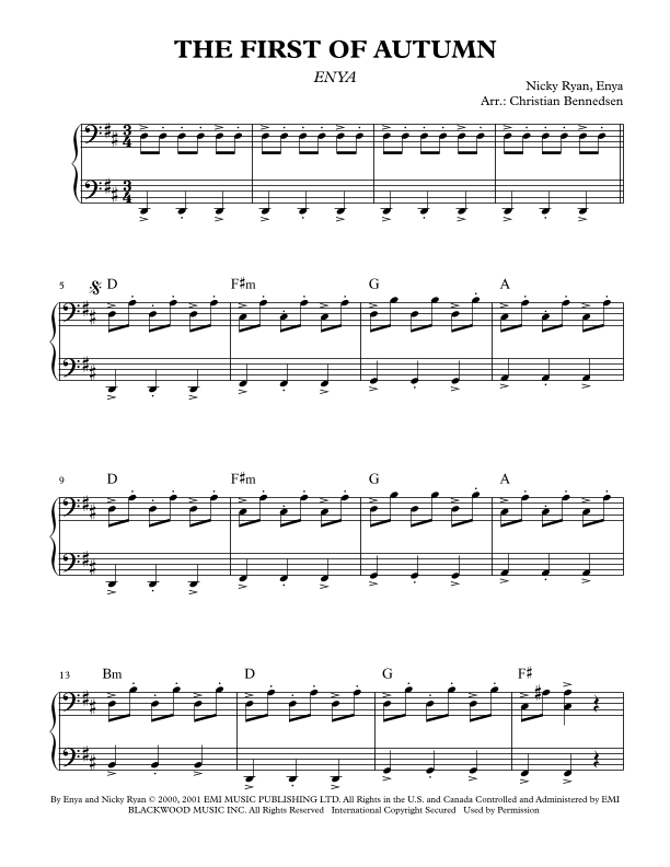 The First Of Autumn (arr. Christian Bennedsen)