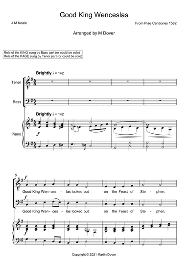 Good King Wenceslas - Two part choir (TB) Lower Voices (arr. Martin Dover)