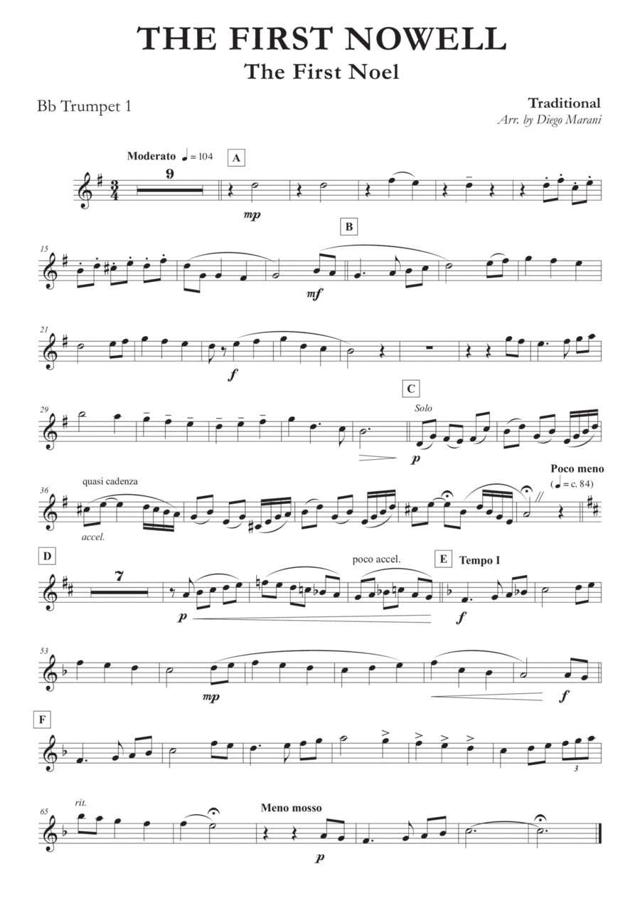 The First Noel for Brass Quintet (arr. Diego Marani)