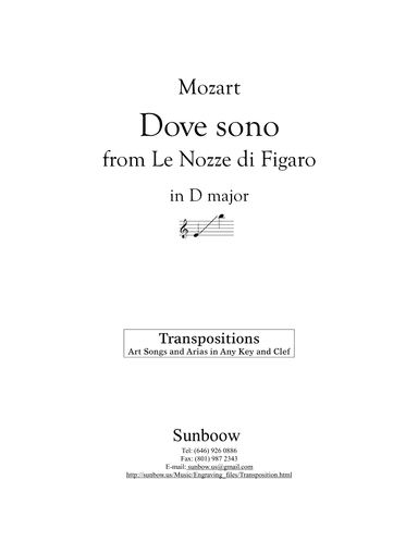 Mozart: Dove sono (transposed to D Major) (arr. Sunbow)