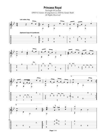 Princess Royal (OPEN G Fingerstyle Guitar) (arr. Sandy Shalk)