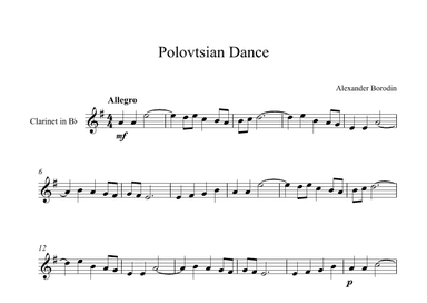 Polovtsian Dance - Alexander Borodin (Clarinet) (arr. Digital Book Music)