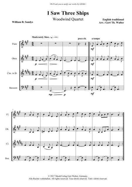 I Saw Three Ships (arr. Gert Th. Walter)
