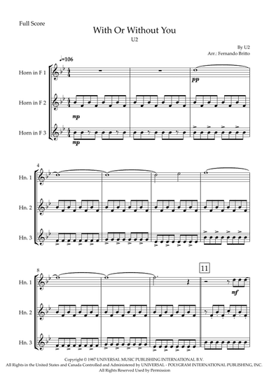 With Or Without You (arr. Fabio Britto)