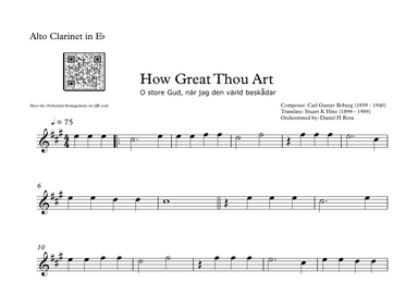 How Great Thou Art - "O store Gud." - Easy Alto Clarinet (arr. Daniel H Rosa)