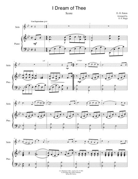 I Dream of Thee (arr. E. E. Biggs)