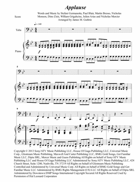 Applause (arr. James M. Guthrie, ASCAP)