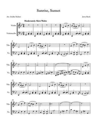 Sunrise, Sunset (arr. Etelka Nyilasi)