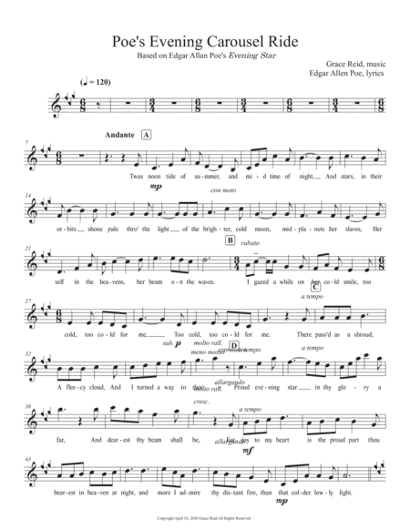 Flute or Voice part:  Poe's Christmas Eve Carousel Ride