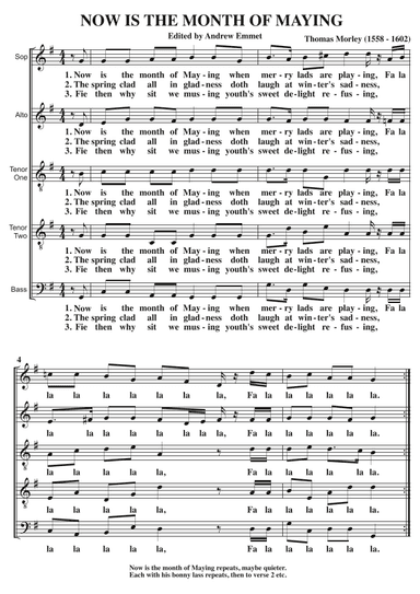 Now Is The Month Of Maying A Cappella SATTB (arr. Edited by Andrew Emmet)