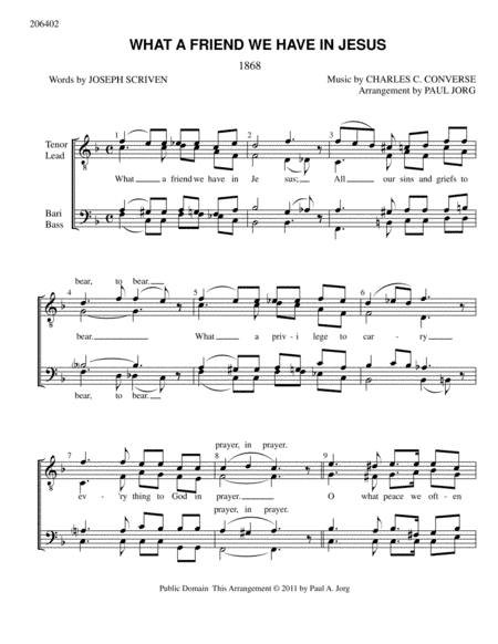 What a Friend We Have In Jesus (arr. Paul A. Jorg)