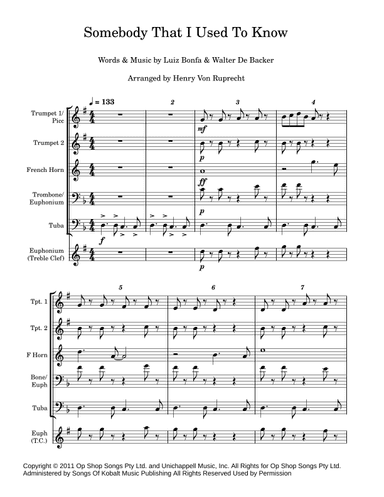 Somebody That I Used To Know (arr. Henry Von Ruprecht)