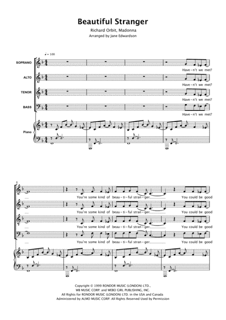 Beautiful Stranger (arr. Jane Edwardson)