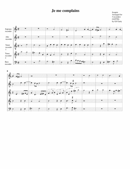Je me complains (arrangement for 5 recorders) (arr. Gil Garty)