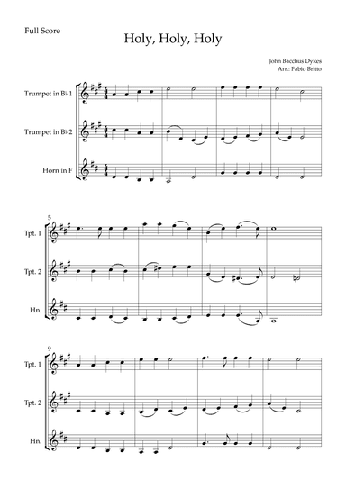 Holy, Holy, Holy (Traditional Christian Song) for Brass Trio (arr. Fabio Britto)