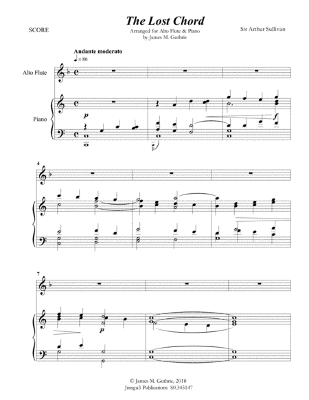 Sullivan: The Lost Chord for Alto Flute & Piano (arr. James M. Guthrie, ASCAP)