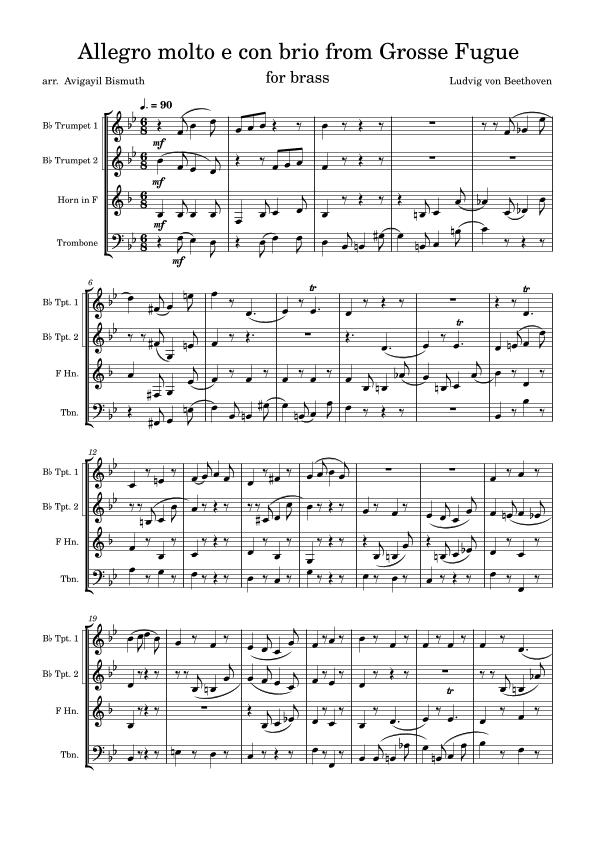 Allegro molto e con brio from Grosse Fuge Op. 133 (arr. Avigayil Bismuth)