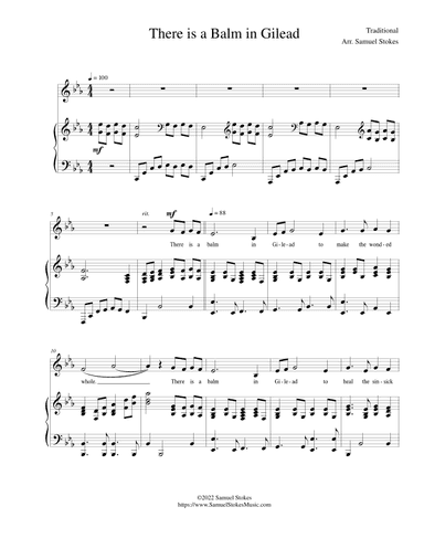 There is a Balm in Gliead - for baritone or alto voice with piano accompaniment (arr. Samuel Stokes)