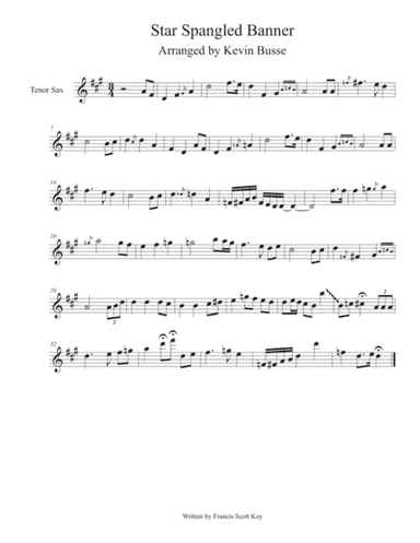 Star Spangled Banner - Solo by Kevin Busse for Tenor Sax (arr. Kevin Busse)
