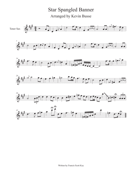 Star Spangled Banner - Solo by Kevin Busse for Tenor Sax (arr. Kevin Busse)