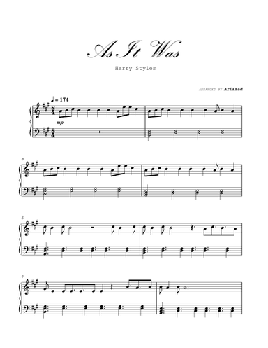 As It Was (arr. Ariazad)