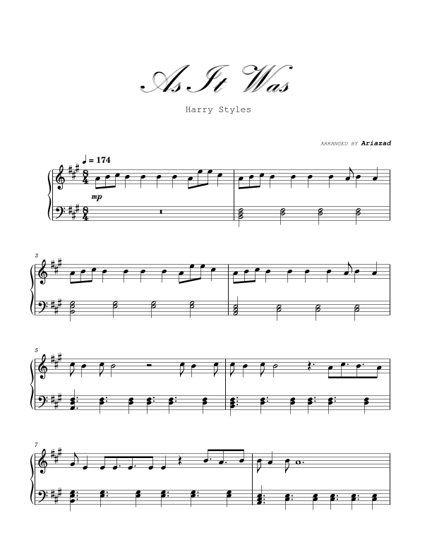 As It Was (arr. Ariazad)