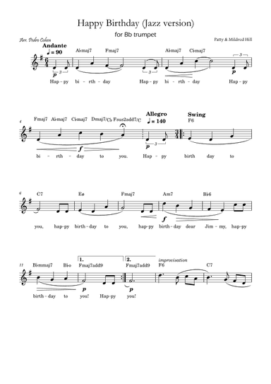 Happy Birthday (jazz version) (arr. Pedro Cohen)