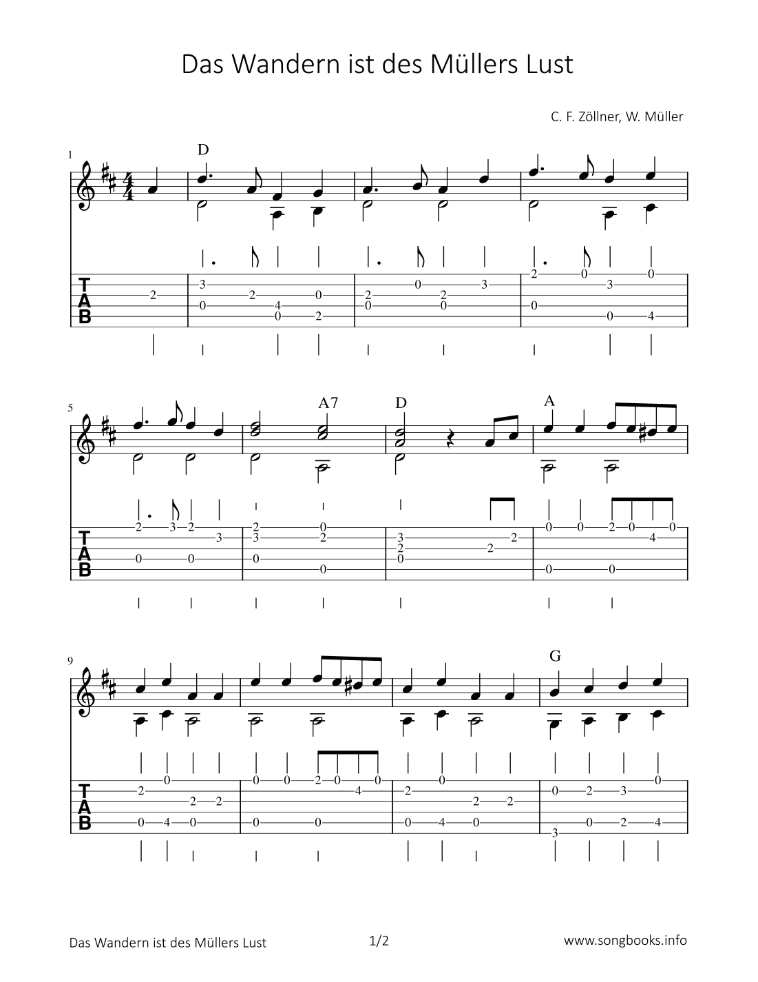 Das Wandern ist des Müllers Lust (arr. Bettina Schipp)