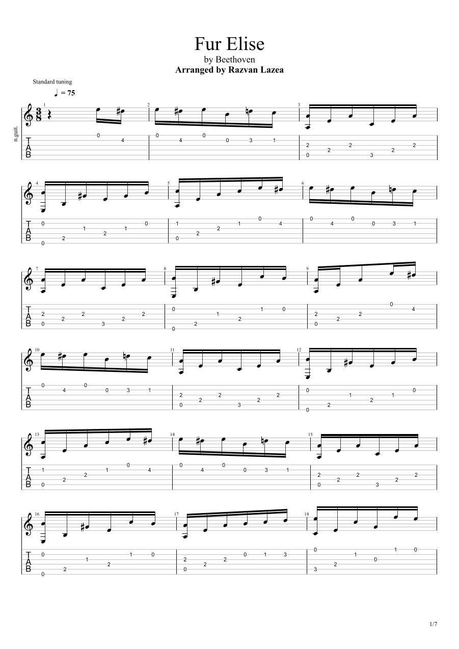 Beethoven - Fur Elise - Fingerstyle guitar (arr. Razvan Lazea)