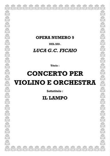 PRIMO CONCERTO PER VIOLINO E ORCHESTRA