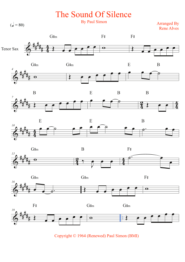 The Sound Of Silence (arr. Rene Alves)
