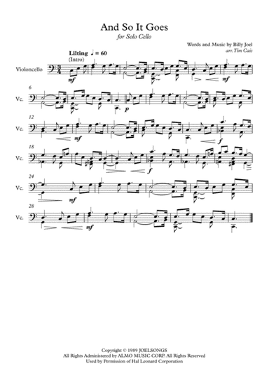 And So It Goes (arr. Tim Cais)