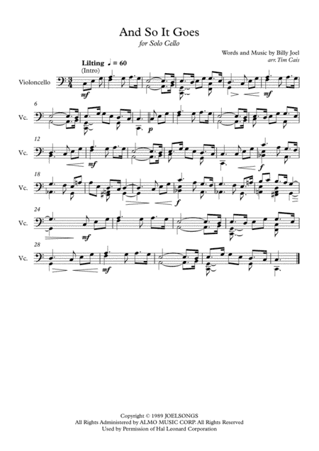 And So It Goes (arr. Tim Cais)