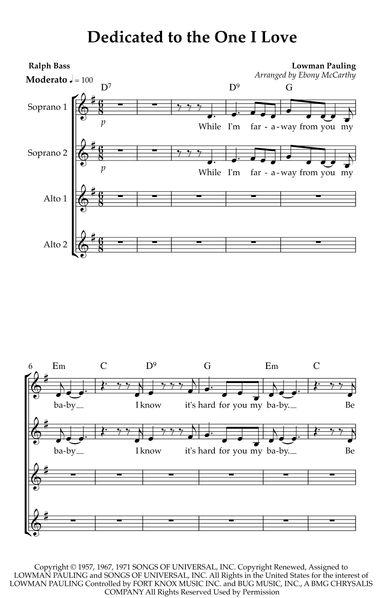 Dedicated To The One I Love (arr. Ebony McCarthy)