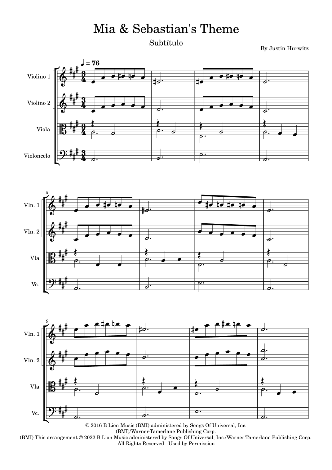 Mia & Sebastian's Theme (arr. Fernanda Moura)