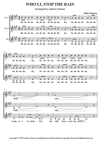 Who'll Stop The Rain (arr. Andrew Emmet)