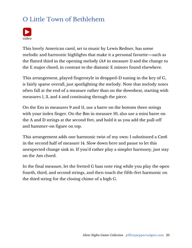 O Little Town of Bethlehem - solo guitar in dropped-D tuning (arr. Jeffrey Pepper Rodgers)