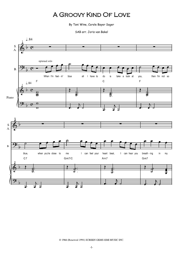 A Groovy Kind Of Love (arr. Joris van Bakel)