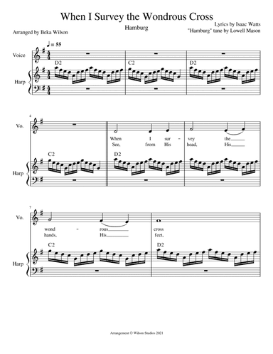 When I Survey the Wondrous Cross--for voice and harp (arr. Beka Wilson)