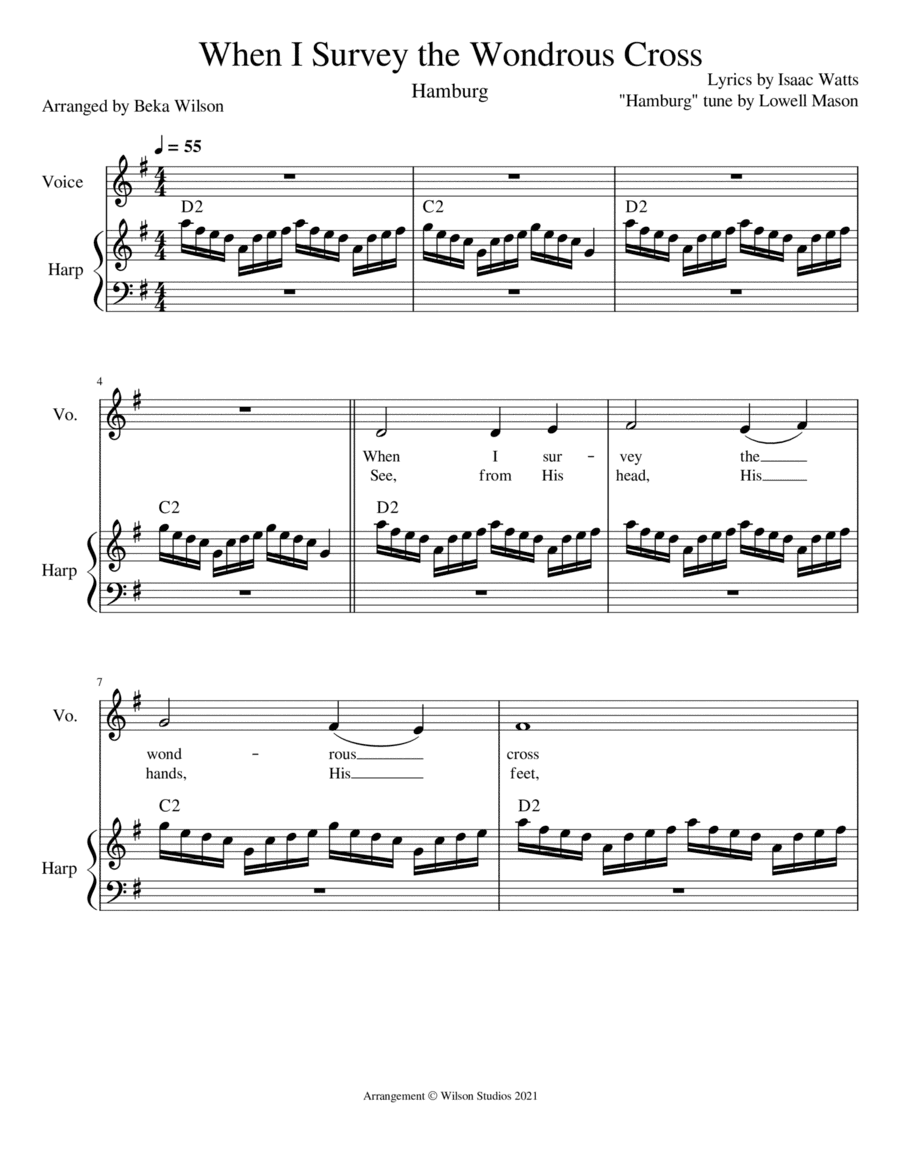 When I Survey the Wondrous Cross--for voice and harp (arr. Beka Wilson)