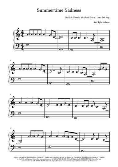Summertime Sadness (arr. Tyler Adams)