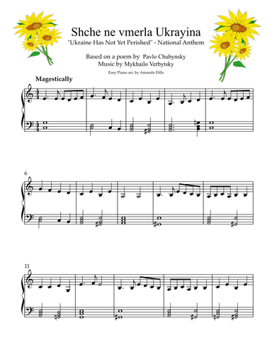 Ukranian National Anthem - "Shche ne vmerla Ukrayina" (Easy Piano) (arr. Amanda Dills)