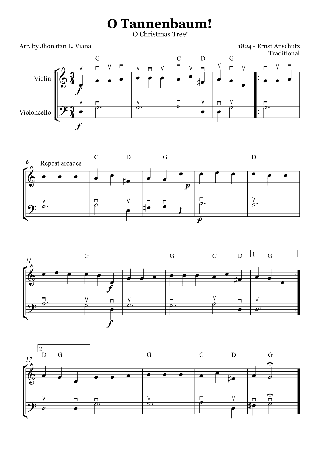 Oh! Tannenbaum! (Oh! Christmas Tree!) (arr. Jhonatan Lucio Viana)