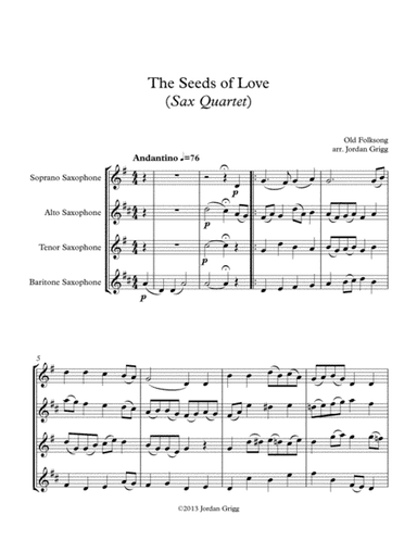 The Seeds of Love (Sax Quartet) (arr. Jordan Grigg)