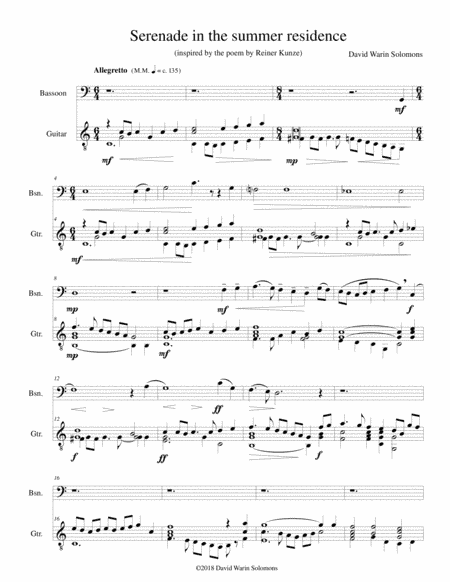 Serenade in the summer residence (Serenata nella residenza estiva) for bassoon and guitar