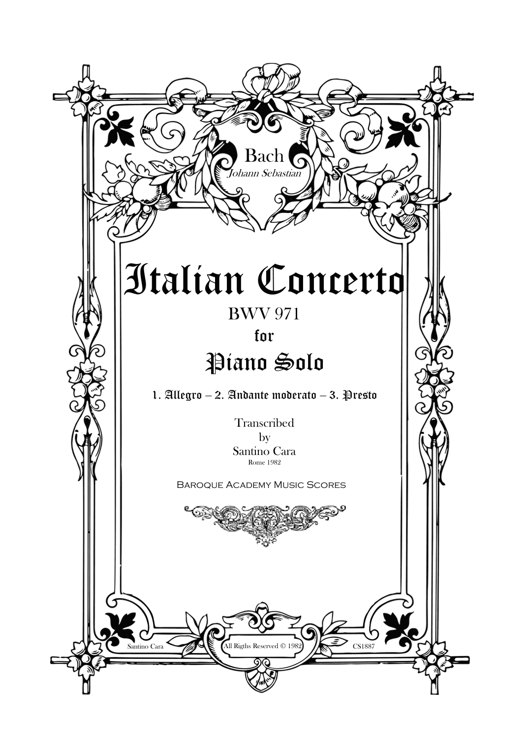 Bach - Italian Concerto in F major BWV 971 - Piano Version