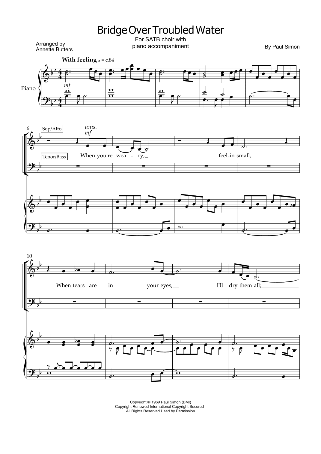 Bridge Over Troubled Water (arr. Annette Butters)